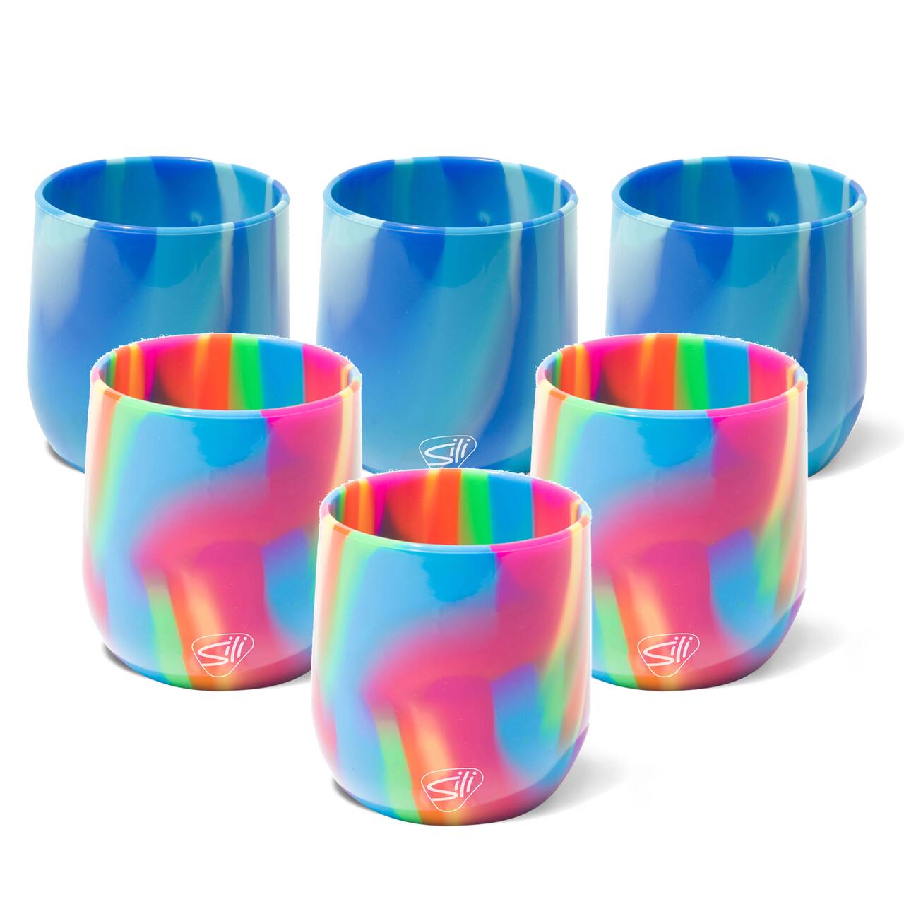 Silipint® 12oz. Hippie Hops & Arctic Sky Silicone Stemless Wine Glasses, 6ct.